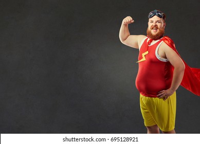 A Funny Fat Man In A Superhero Costume