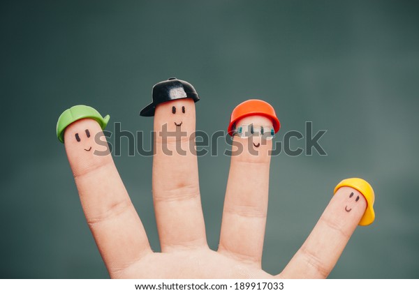 Funny fingers with smiley\
faces