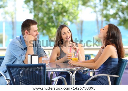 Similar – Group of young people laughing in summer party