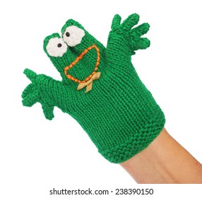 Funny Frog Hand Puppet Isolated