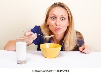 Funny Girl Eating Cereal