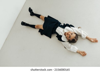 Funny Girl Goes To First Grade , Girl In School Uniform