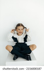 Funny Girl Goes To First Grade , Girl In School Uniform