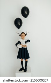 Funny Girl Goes To First Grade , Girl In School Uniform