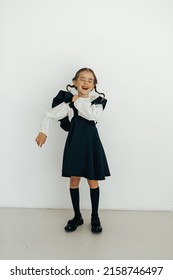 Funny Girl Goes To First Grade , Girl In School Uniform