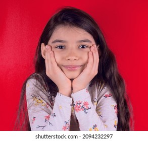 Funny Girl On Color  Background