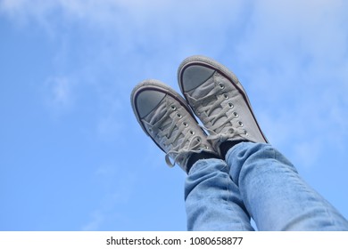 Funny Girl Raising Her Legs Towards Stock Photo 1080658877 | Shutterstock