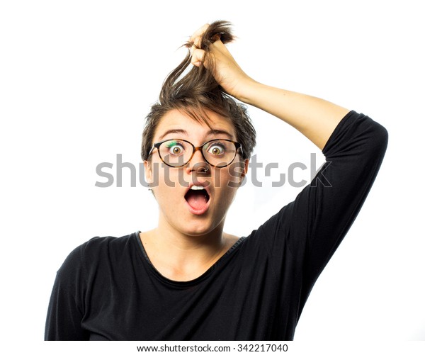 Funny Girl Short Hair Isolated On Stock Photo Edit Now 342217040