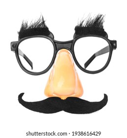 Funny glasses isolated on white. Clown's accessory