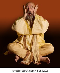 Funny Guru Sitting Lotus Style.