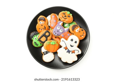 Funny Halloween Cookies Isolated On White Background