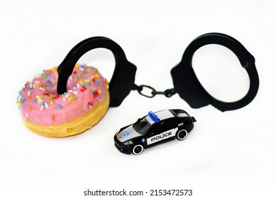 Funny Handcuffs With Police Toy Car And Donut 