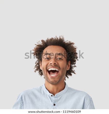 Similar – Image, Stock Photo Man opens shirt shows white space / Copy Space