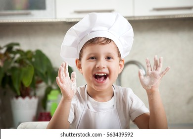 Funny Kid With Flour