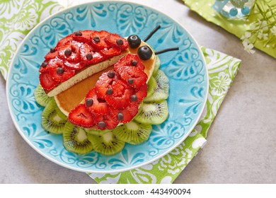Funny Ladybug Pancakes Berries Kids Breakfast Stock Photo 443490094 ...