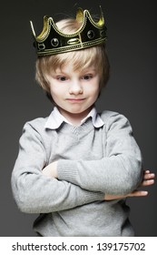 Funny Little Boy With Crown