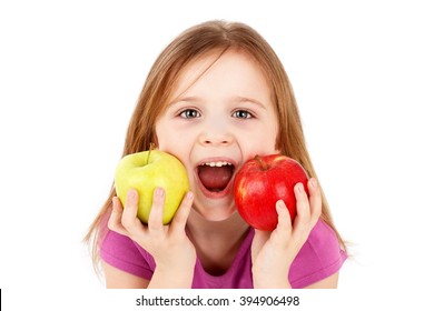 Funny Little Girl Eating Apple Stock Photo 394906498 | Shutterstock