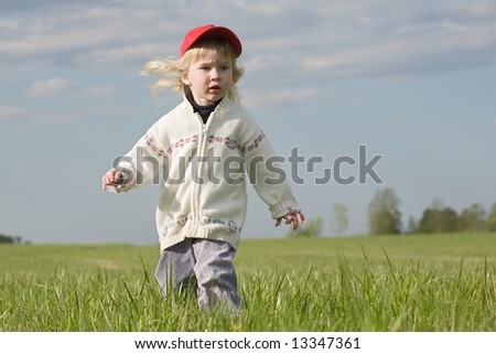 Similar – Small child with long blond hair