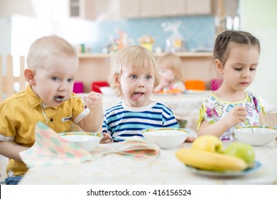 Funny Little Kids Eating Plates Day Stock Photo 416156524 | Shutterstock