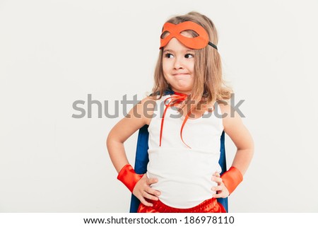 Similar – Image, Stock Photo Funny power super hero child concept