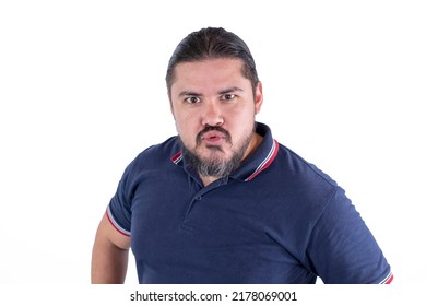 A funny looking man staring and ogling at someone. A pervert catcalling. Isolated on a white background.