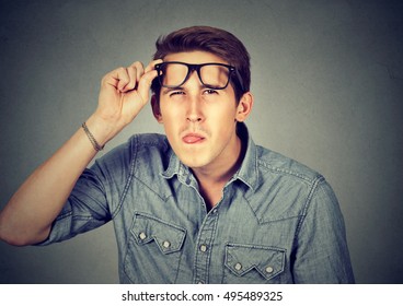 Funny Looking Skeptical Man In Glasses  