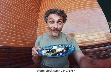 Funny Man With Candy Assortment