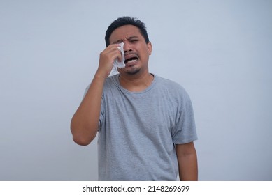 Funny Man Cry While Holding Tissue