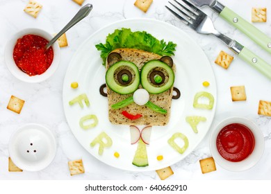 Funny Man Face Sandwich , Father's Day Breakfast Or Snack Idea