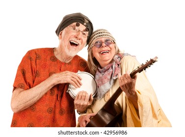 Funny New Age Senior Couple of Musicians - Powered by Shutterstock