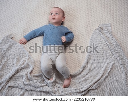 Similar – Image, Stock Photo The little boy are laying at the hammock and happy