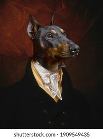 Funny Photo Of Dog Dressed In Victorian Clothes As Fine Art Painting