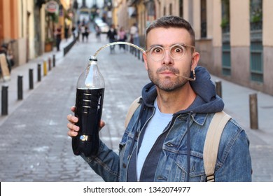 Funny pic of man addicted to soda 