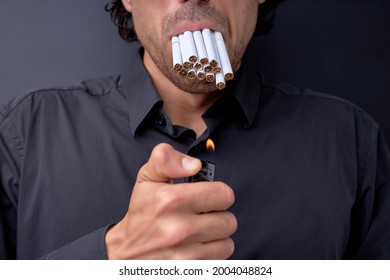 Many Cigarettes in Mouth Images, Stock Photos & Vectors | Shutterstock