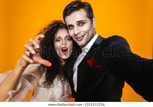 Funny Pretty Zombie Bride Groom Halloween Stock Photo 1193151256 ...