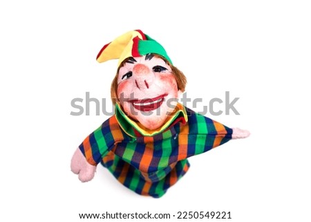 funny punch puppet kasper isolated on white background