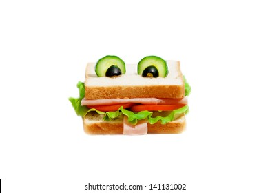 Funny Sandwich For Child On White Background.