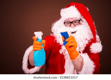 Funny Santa Claus is cleaning. - Powered by Shutterstock