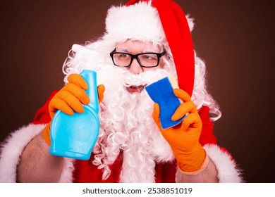 Funny Santa Claus is cleaning. - Powered by Shutterstock