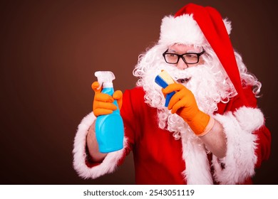 Funny Santa Claus is cleaning. - Powered by Shutterstock