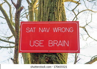 Funny Sat Nav Sign On A Tree