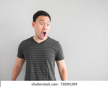 Funny Shocked And Surprised Face On Asian Man.