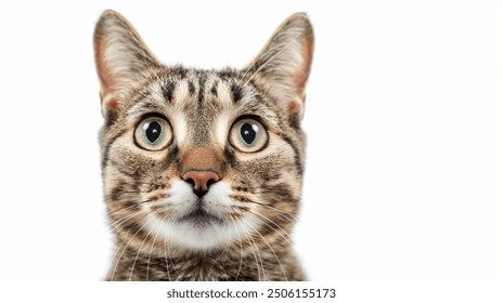 Funny shocking picture of a Ginger cat , isolated ,white background, for fun and share - Powered by Shutterstock