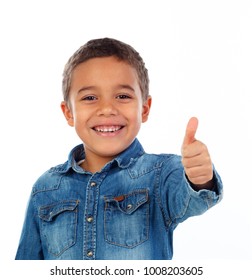 Funny Small Child Saying Ok Isolated On White Background