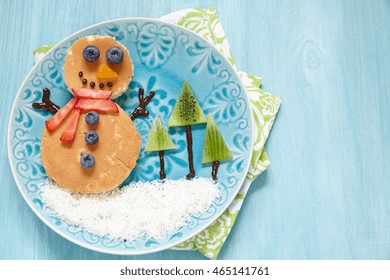 Funny Snowman Christmas Morning Breakfast Pancakes For Kids