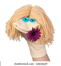 Funny Sock Puppet With A Flower