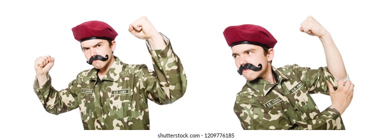 Funny Soldier In Military Concept