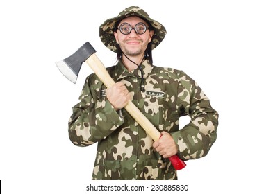 Funny Soldier In Military Concept