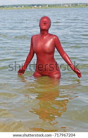 funny summer red hot zentai ufo woman