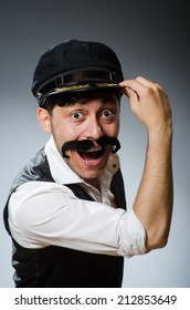 Funny Taxi Driver Wearing Peaked Cap